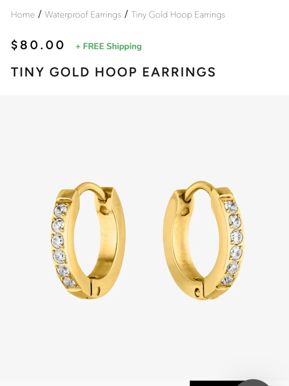 Atolea Gold Pavé Mini Huggie Earrings